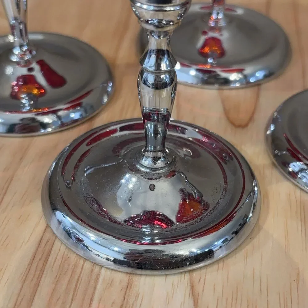 Red Glass Goblets Silver Bases Ruby Red 5
